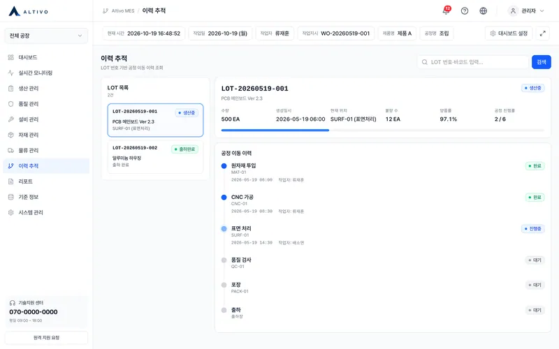 이력 추적(LOT)