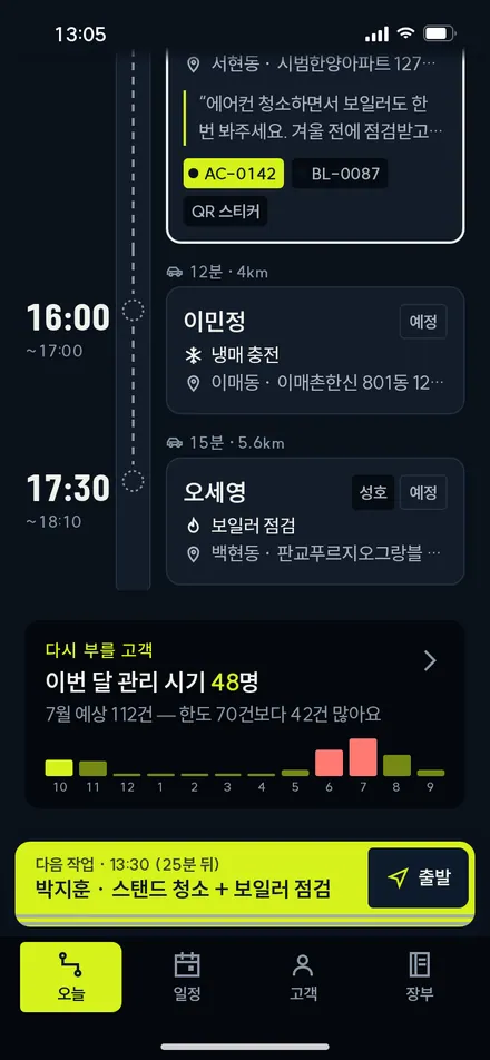 오늘 · 다시 부를 고객