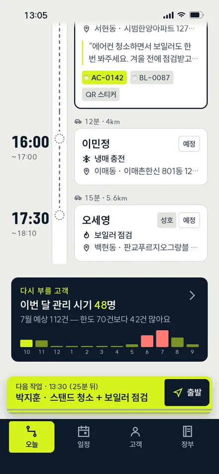 오늘 · 다시 부를 고객