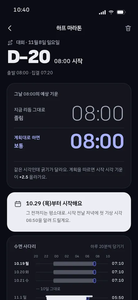 D-day · 하프 마라톤(시각 당기기)