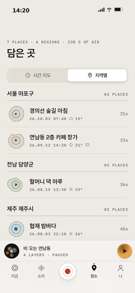 장소 · 지역별