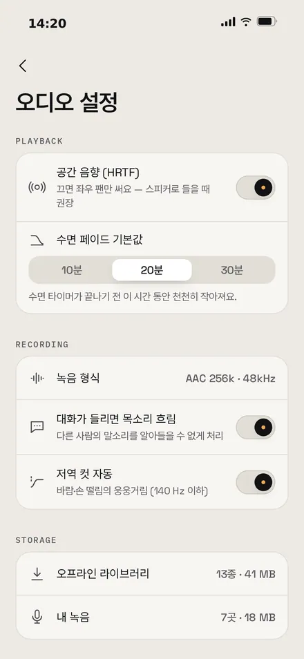 오디오 설정