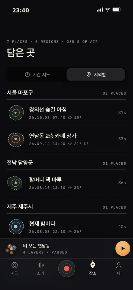장소 · 지역별