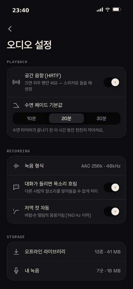 오디오 설정